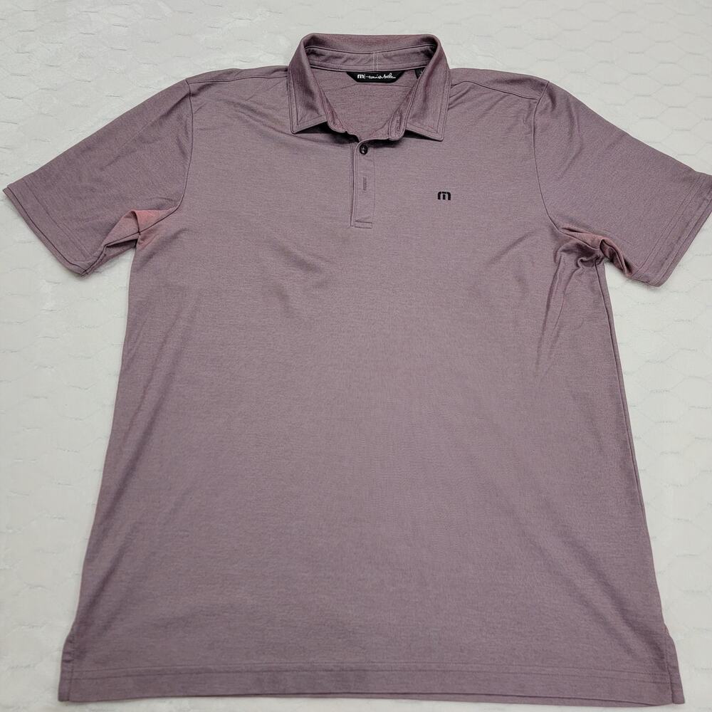 TravisMathew Polo Shirt Mens Large L Purple Zinna Performance Golf Short Sleeve
